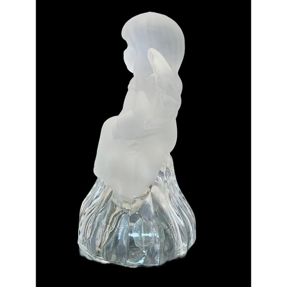 Vintage Albert E. Price Frosted Baby Angel Christmas Holiday Lead Crystal Bell - Picture 5 of 9